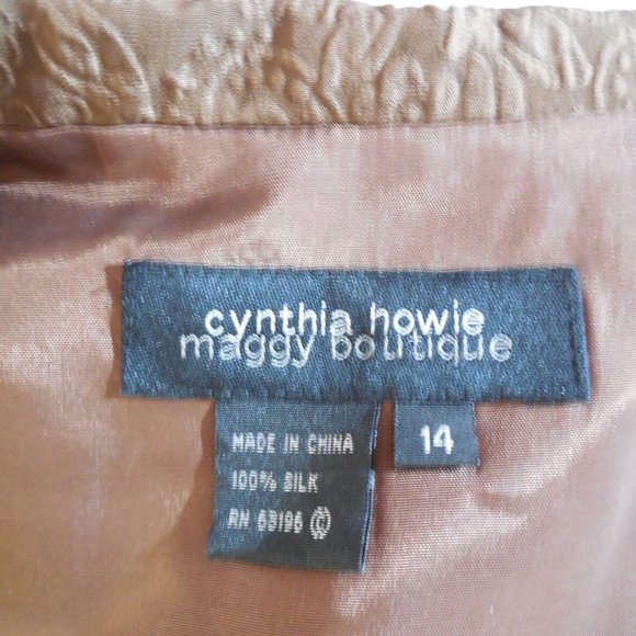 NWT Cynthia Howie Maggie BOUTIQUE mocha 100%Silk 2 piece set- Sz 14 jacket&pants - Picture 6 of 10